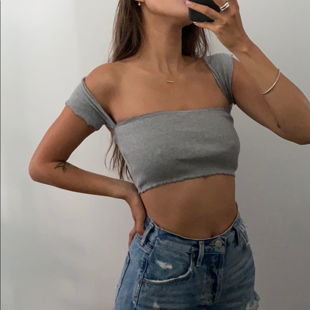 Off the shoulder ruffed crop top